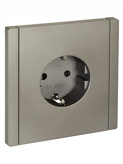 FORTE&PIANO Розетка 1-местная с заземлением с защитными шторками винтовое крепление 16А FP515 сталь IEK
