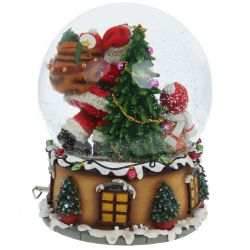 GAEM Фигурка декор в стекл шаре "Санта" (муз с ключ), D 15 см, L15 W15 H19 см