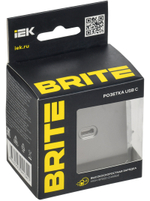 BRITE Розетка USB C 65Вт высокоскоростная зарядка РЮ12-1-БрС сталь IEK