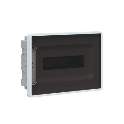 Щиток 12 мод встраиваемый для полых стен FRAME, белый, с тонированной дверцей, с 2 шинами PEN на 6 и 8 отв.