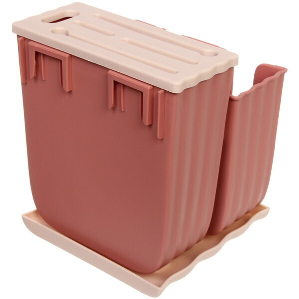 Подставка для ножей и столовых приборов «Стиль» 16*15*19см с поддоном, микс