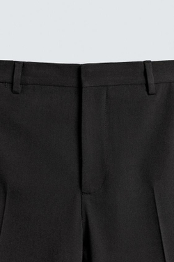 ZARA КОСТЮМНЫЕ БРЮКИ ИЗ СМЕСОВОЙ ШЕРСТИ, ЧЕРНЫЙ