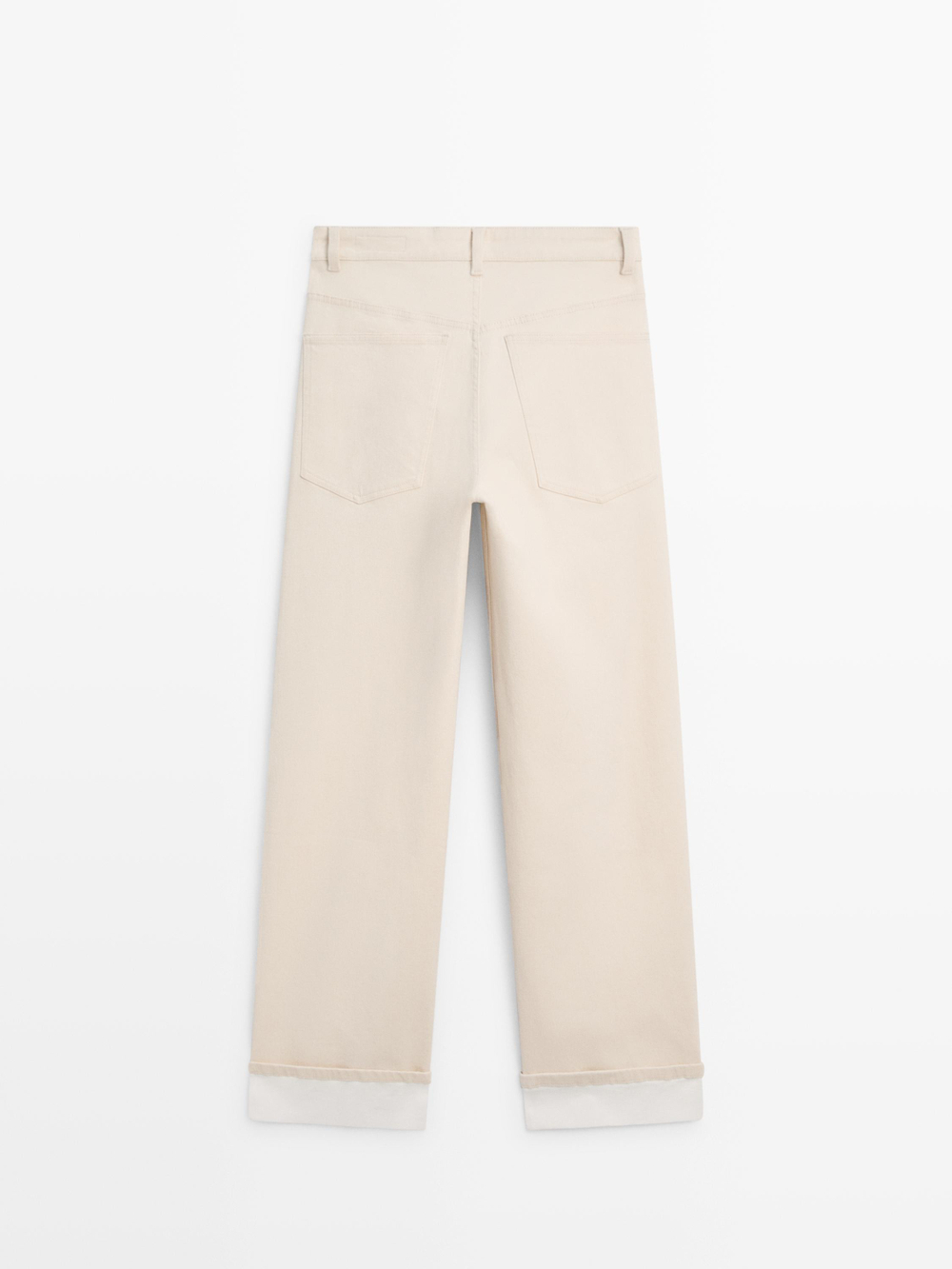 Massimo Dutti Прямые джинсы с подвернутыми штанинами, кремовый