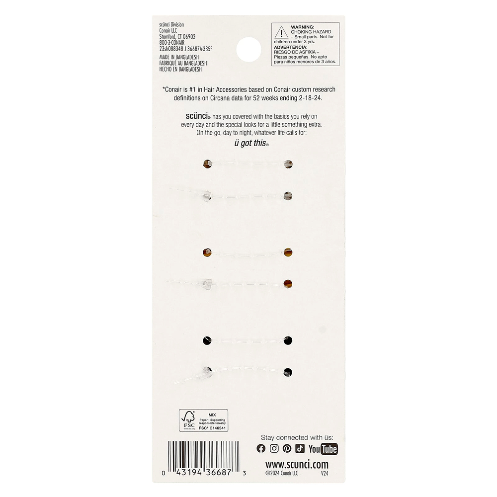 Scunci, Миниатюрные зажимы в виде когтей осьминога, 6 шт.