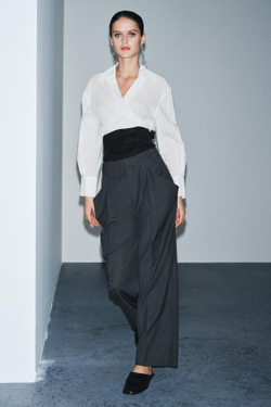 ZARA ШЕРСТЯНЫЕ БРЮКИ С КАРМАНАМИ — ZW COLLECTION LIMITED EDITION, ТЕМНО-СЕРЫЙ