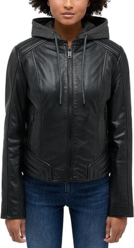 Куртка кожаная женская MUSTANG women's straight biker jacket with det. jersey hood
