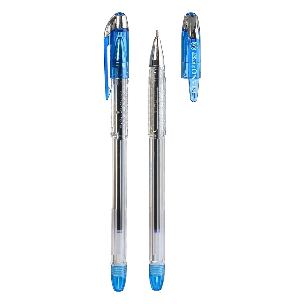 Ручка шариковая, масляная, Piano, синие чернила, прозрачный корпус, 12 шт