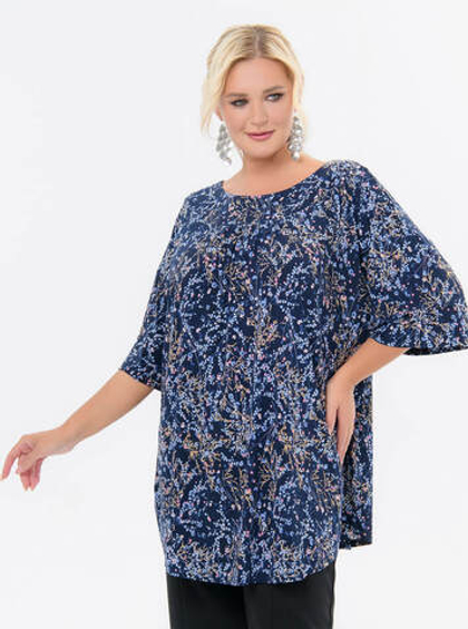 Туника свободного кроя, принт сапфировый