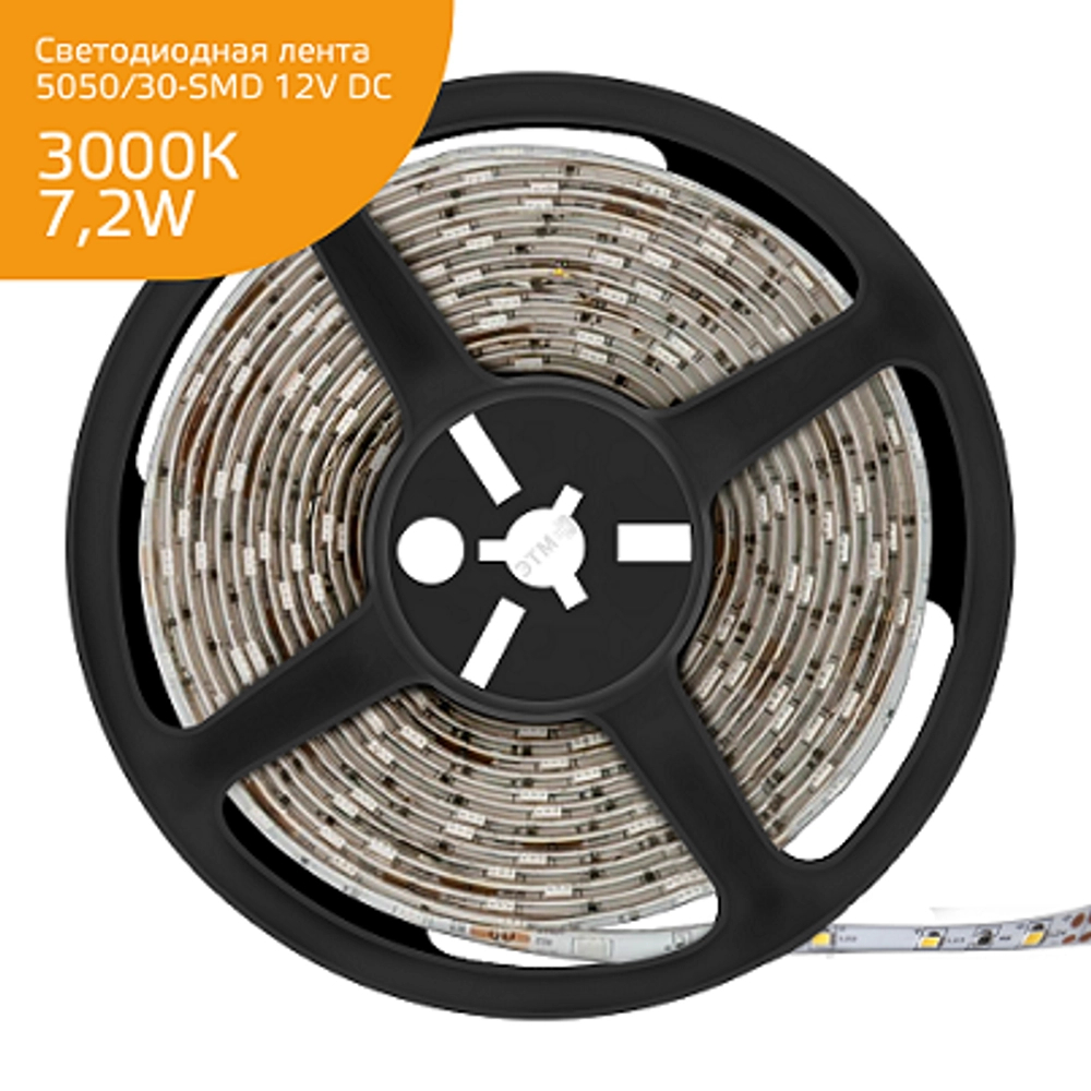 Лента Gauss LED Elementary 5050/30-SMD 7.2W 12V DC теплый белый IP66 (ZIP Bag 5м) 356000107