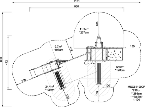 Тема: Океан и Джунгли с сеткой и башенкой, с 2-мя пластиковыми горками