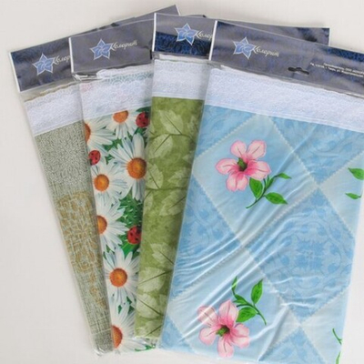 Скатерть ПЕРСПЕКТИВА обраб.винил.кружевом 135*160 неткан.основа с ПВХ Микс расцветок