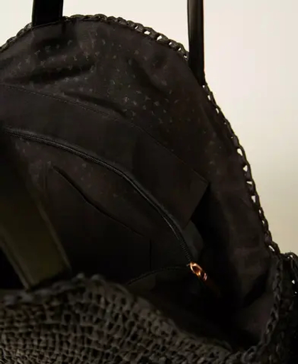 TWINSET Сумка-шопер из рафии с бахромой