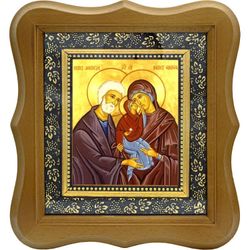 Праведные Иоаким и Анна с девой Марией. Икона на холсте.