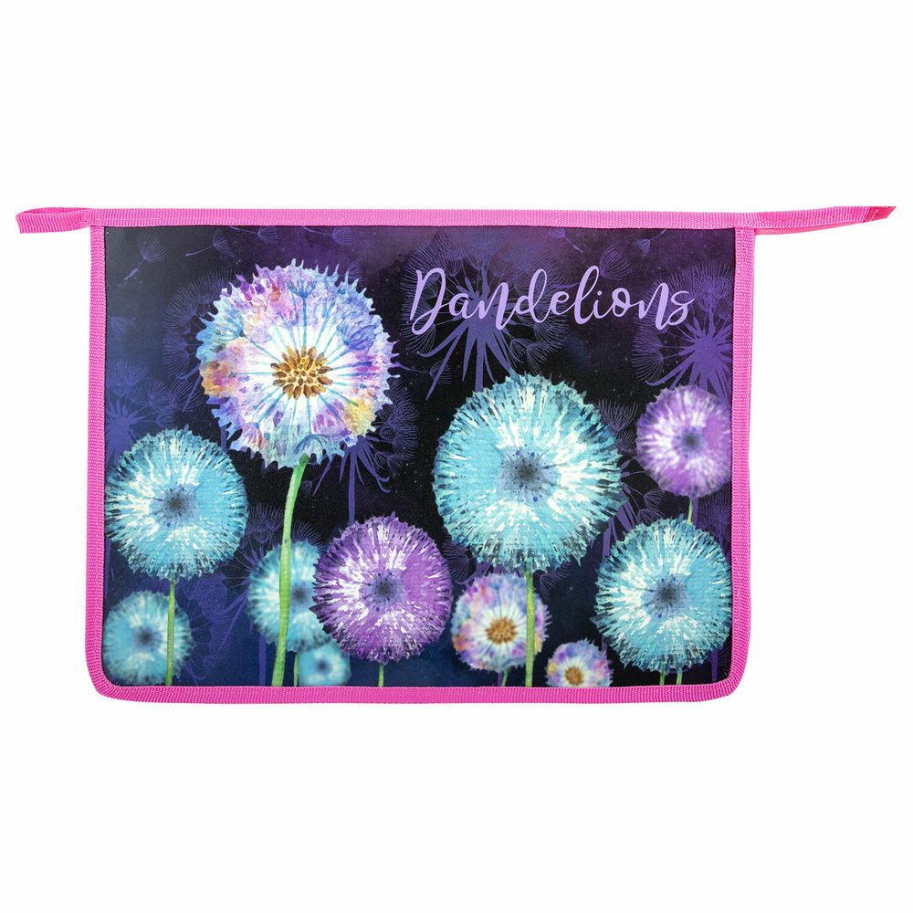 Папка для тетрадей ЮНЛАНДИЯ А4, 1 отделение, пластик, на молнии, "Flowers", 271078