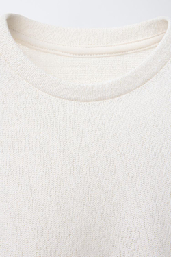 ZARA ФУТБОЛКА ИЗ РЕЛЬЕФНОЙ ТКАНИ, ЭКРЮ