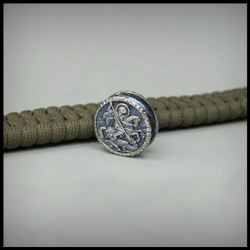 Бусина - вставка для браслета из паракорда "Георгий" , мельхиор