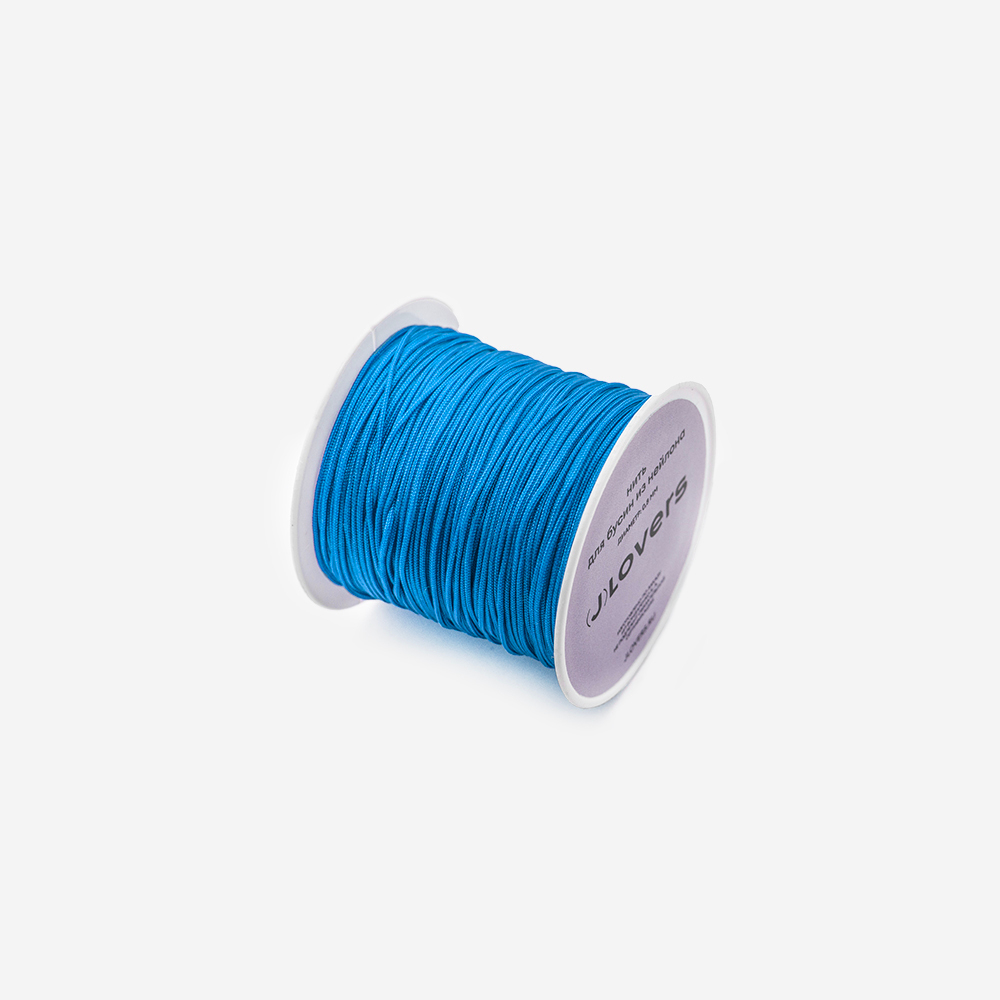 Нить для браслетов, нейлон, оттенок "Яркий голубой", 0,8мм