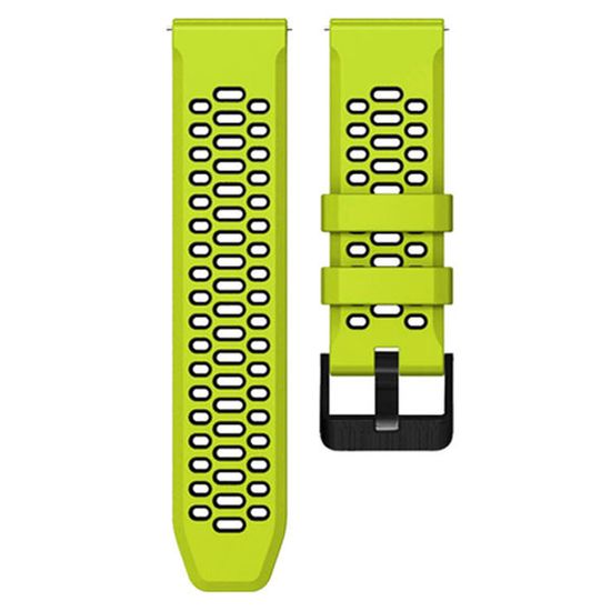Ремешок двухцветный дышащий 24 мм для Suunto 9 Baro, Suunto 7, Suunto Spartan Sport силиконовый (Лайм/черный)