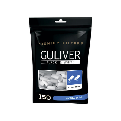 Фильтры для сигарет "Guliwer" 5.3mm Extra Slim Black and white 150шт (Польша)