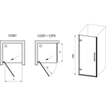 Душевая дверь Ravak Cool COSD1-90 X0VV70300Z1 профиль Черный стекло Transparent