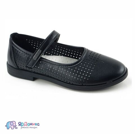 Школьные туфли B&G черные с перфорацией D886-13А