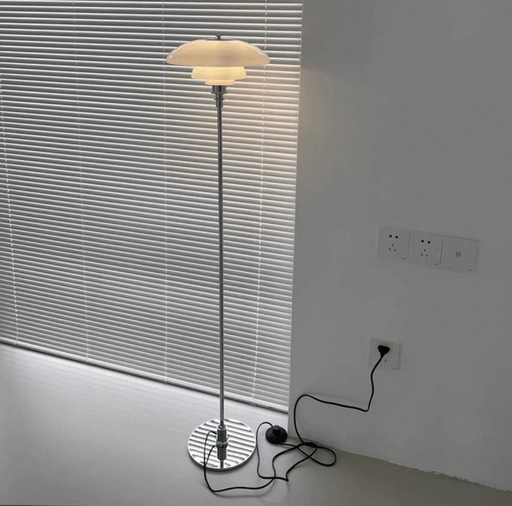 Floor design lamp Ph 2/1 by Louis Poulse (silver)