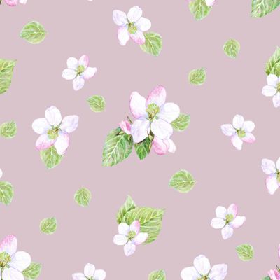 Цветы яблонь с листьями