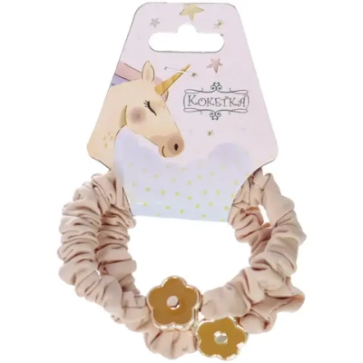 Резинки для волос 2шт «ЕЖЕВИКА», цветочек, микс 5 цветов, d-5,5см (подвес Единорог)