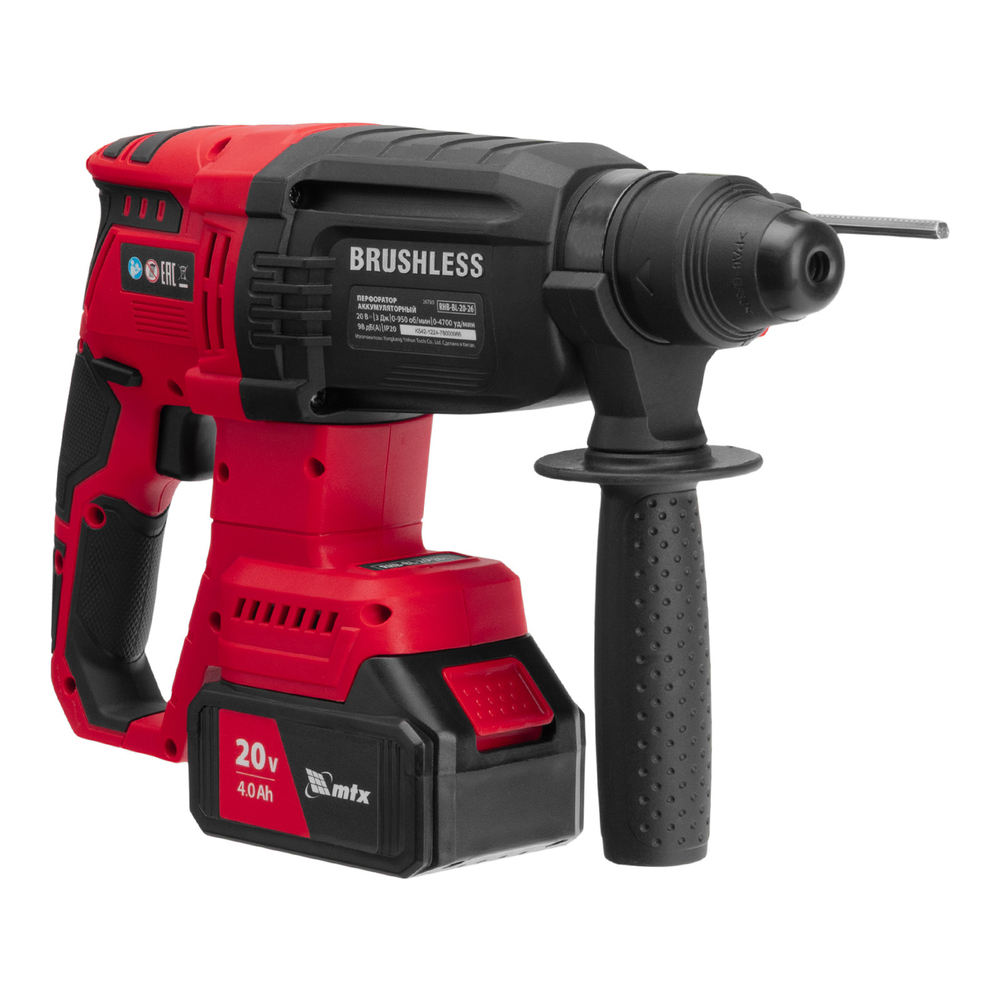 Перфоратор аккумуляторный бесщет. RHB-BL-20-26, 3 Дж, Li-Ion, 20 В// MTX