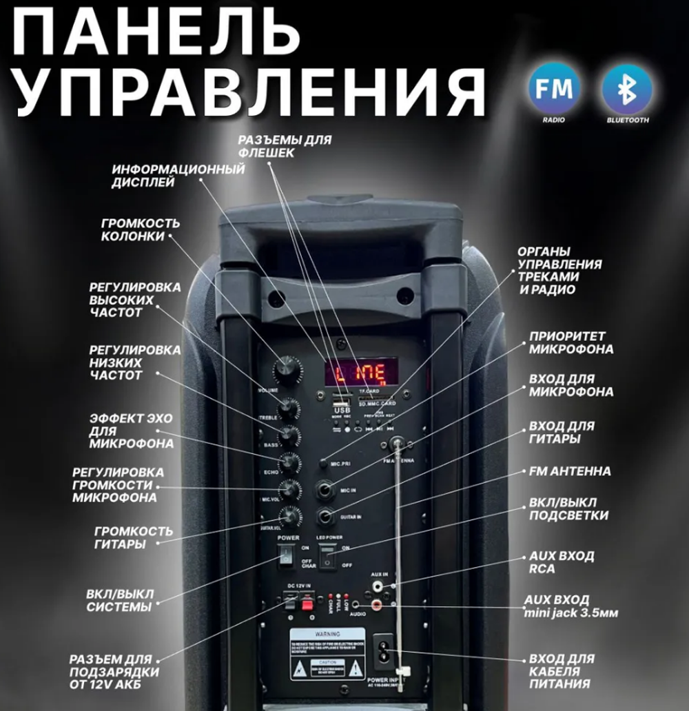 Колонка 08" (20-07 DANCE BOX 200) динамик 2шт/8" ELTRONIC с TWS
