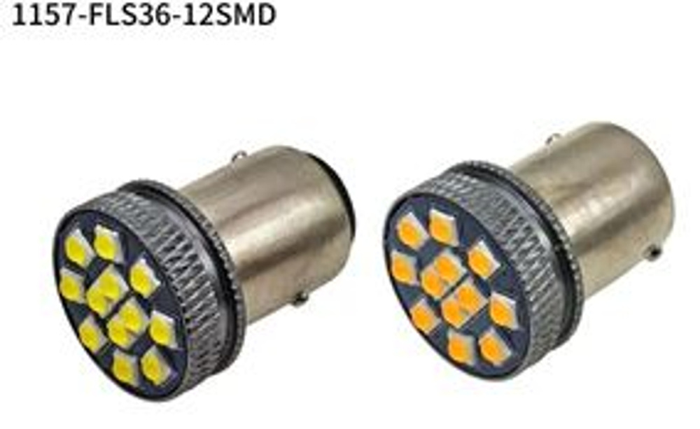 Светодиод 12-24V T25   12SMD 3030 White FLS36 150 (BA15S 1конт) (бл2шт) плоский "PA" 10-60v