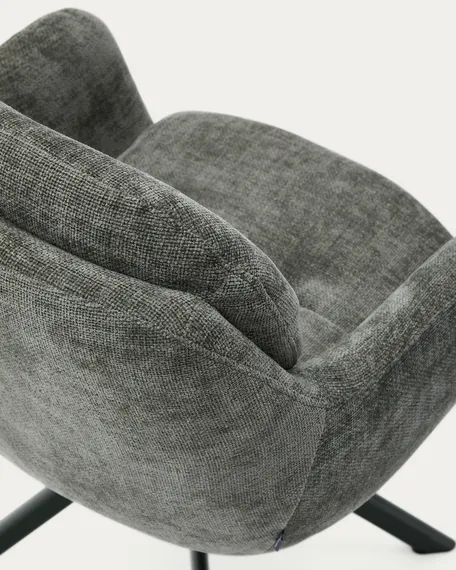 Поворотное кресло Lexa, зеленый шенилл с зелеными ножками