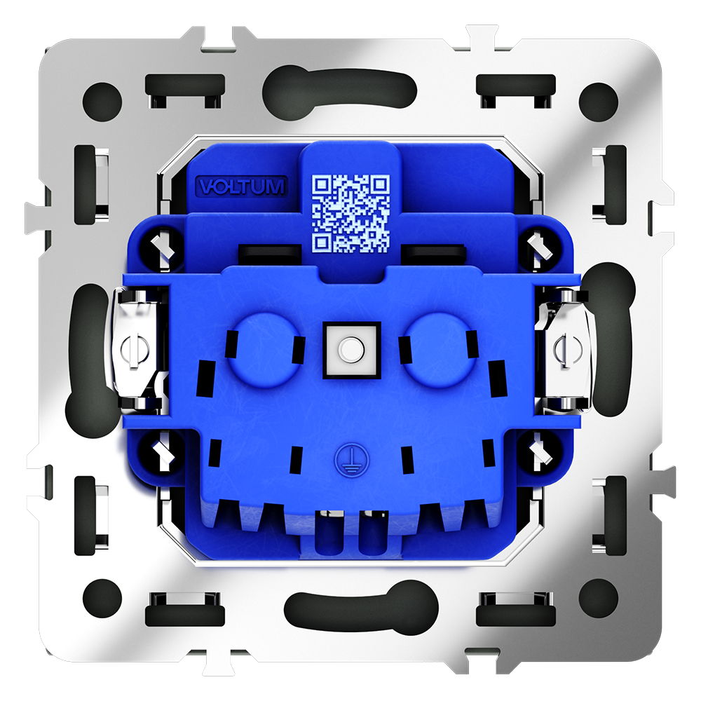 Розетка встраиваемая VOLTUM S70 с заземлением и защитными шторками, 16А, (черный матовый)