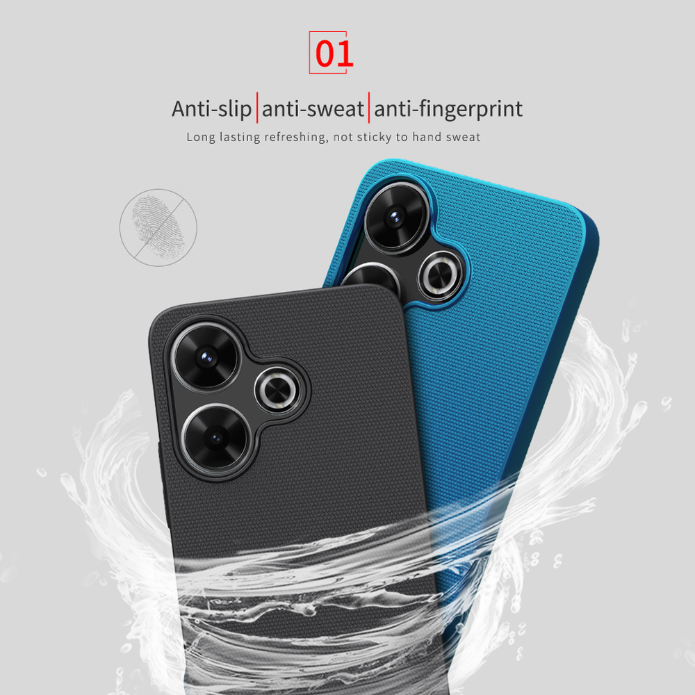 Тонкий жесткий чехол синего цвета (Peacock Blue) от Nillkin для Xiaomi Poco M6 4G, Redmi Note 13R 5G и Redmi 13 4G, серия Super Frosted Shield