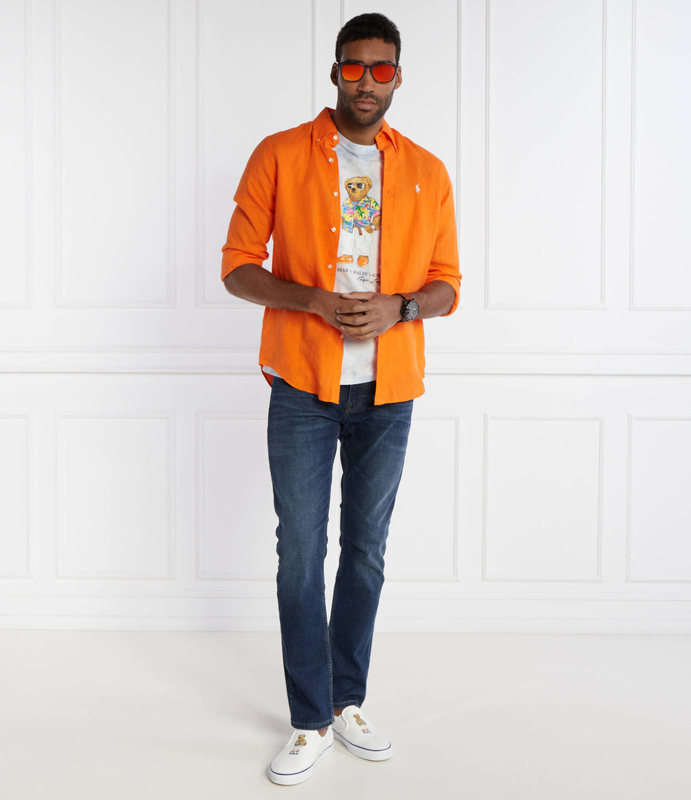 Льняная рубашка POLO RALPH LAUREN - оранжевый(710794141)