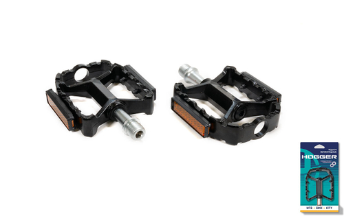 Педали HOGGER MTB алюминиевые, 109x90мм, резьба 9/16", промподшипники, черные (50)