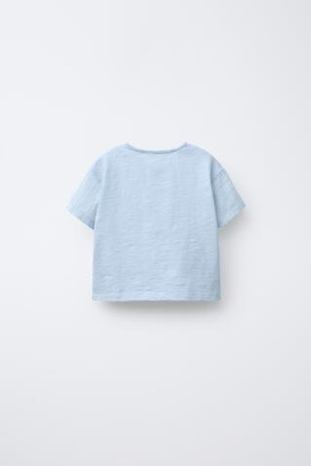 ZARA КОМБИНИРОВАННАЯ ФУТБОЛКА С ГОРЛОВИНОЙ ХЕНЛИ, ГОЛУБОЙ