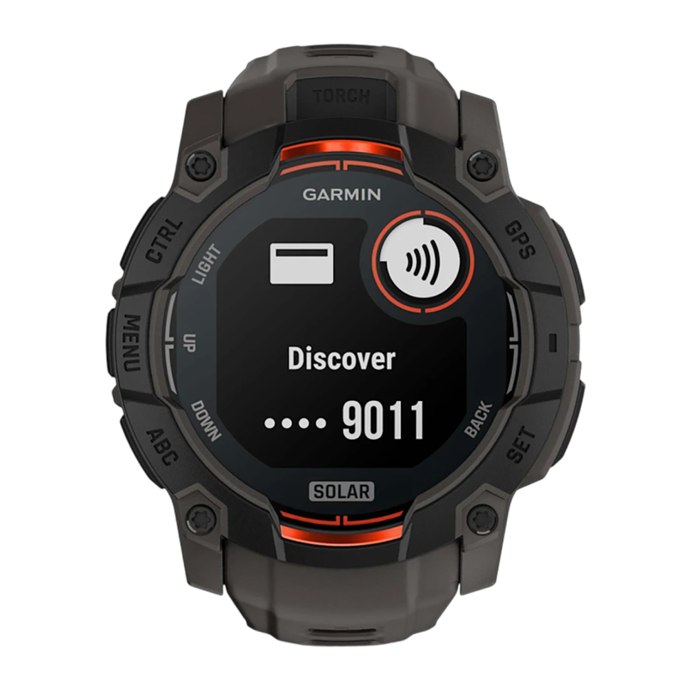 Спортивные часы Garmin Instinct 3, 50 мм, Solar, силиконовый ремешок угольного цвета Чёрный безель, дисплей Solar со стеклом Power Glass. Ремешок с классической застёжкой — на запястье обхватом 141–213 мм