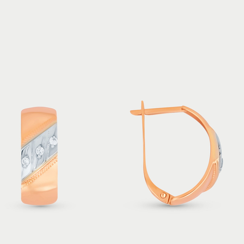 Серьги с фианитами женские из розового золота 585 пробы (арт. 73011)