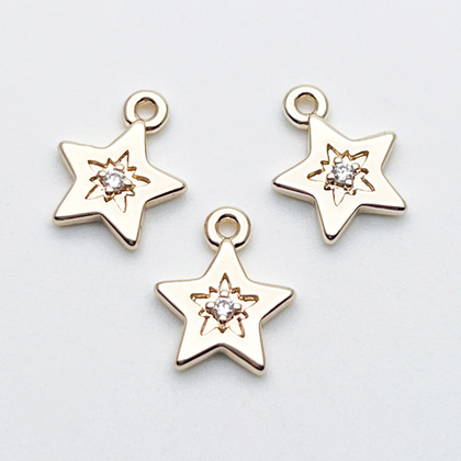 Подвеска Звезда, цвет золото, фианит, размер 10,5*9 мм, цена за 1 шт
