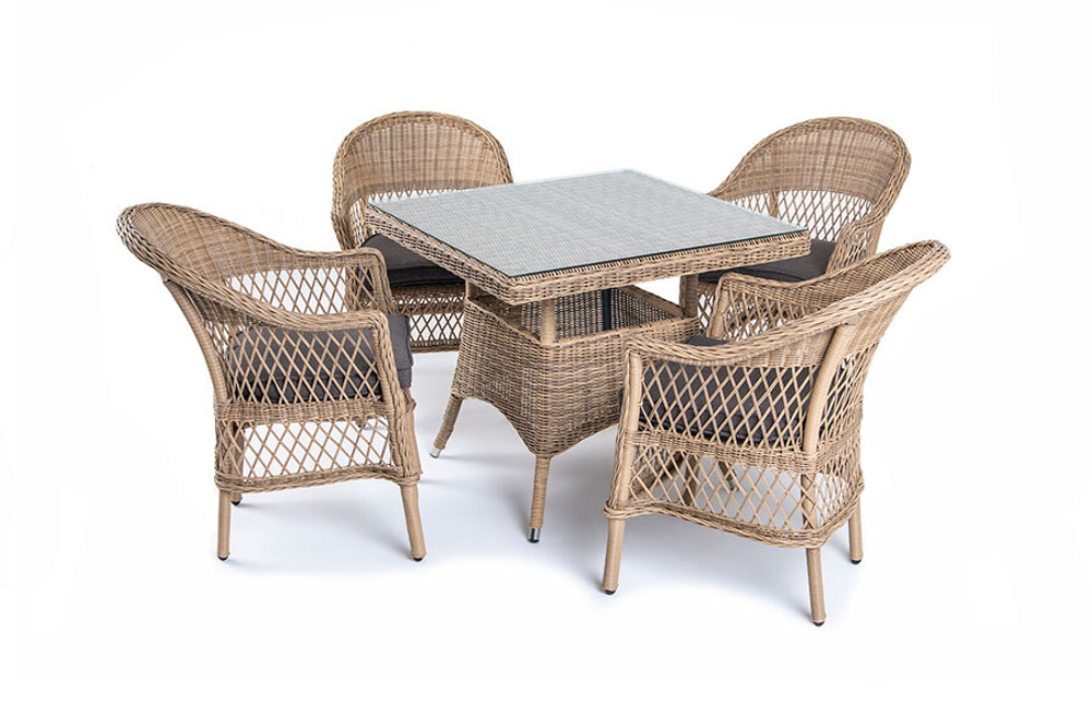 "Сицилия" обеденная группа плетеная, цвет соломенный