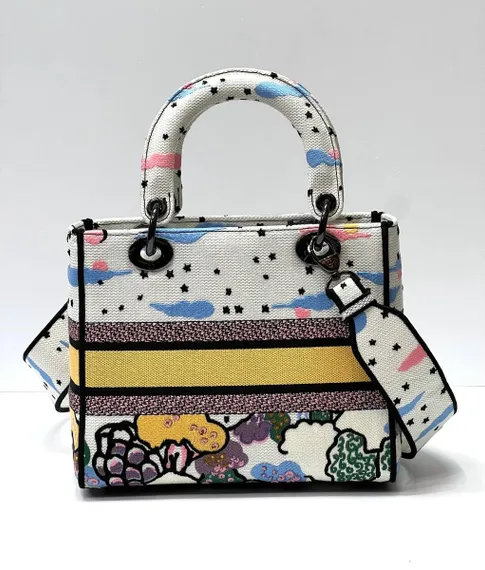 Женская сумка Dior Lady D-lite, модель среднего формата белый