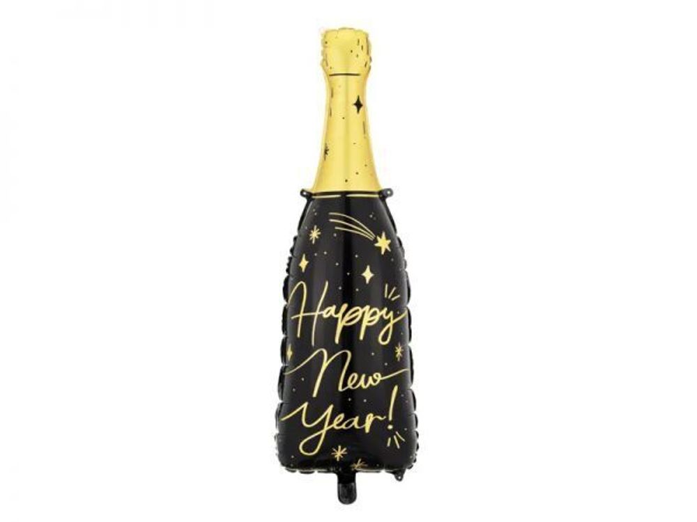 ПД Фигура, Бутылка шампанского, Happy New Year, Черный, 39*98 см, 1 шт. (В упаковке)