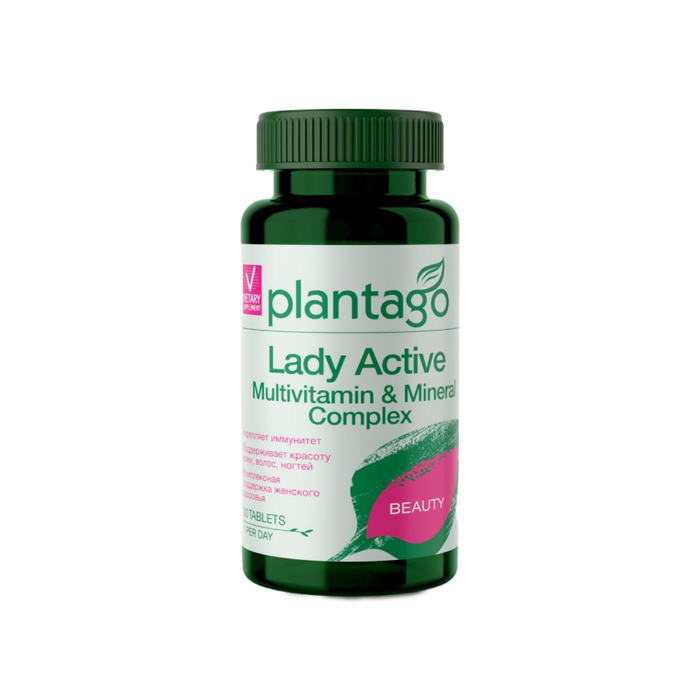Витаминно-минеральный комплекс для женщин, Lady Active Multivitamin &amp; Mineral, Plantago, 30 таблеток