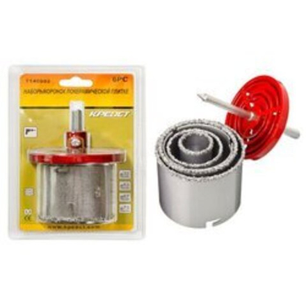 Набор коронок алмазных по плитке Креост: 33мм, 53мм, 67мм, 73мм.