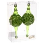 Елочные украшения «Мерцание ночи» 6.5*6.5*19.5 см (набор 2 шт), Зеленый