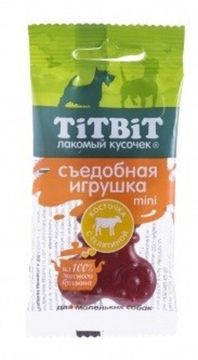 Titbit Съедобная игрушка косточка для собак мини пород с телятиной 20 гр