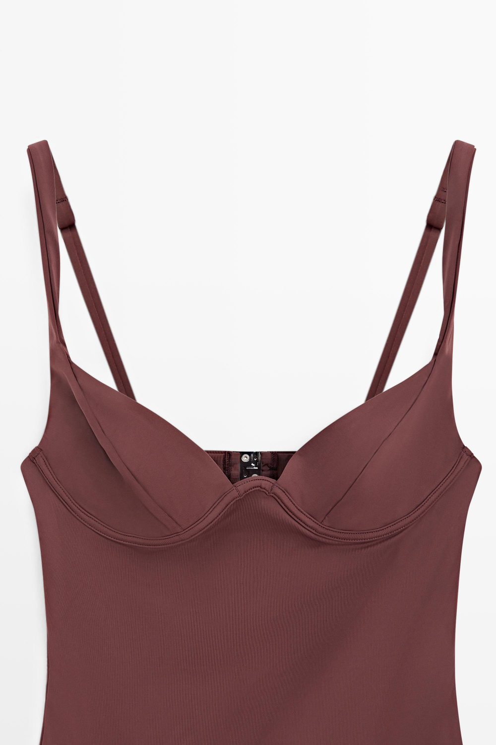 Massimo Dutti Купальник на косточках с широкими бретелями, коричневый