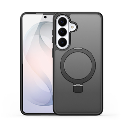 Матовый черный чехол с MagSafe для Samsung Galaxy S26, серия Yind Series Case от Dux Ducis (версия с магнитной откидной подставкой)