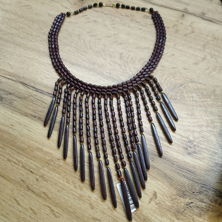 Колье Римлянка, 19 подвесов, дерево, цвет вишневый, 48 см